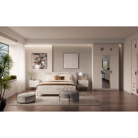 Szafa z nadstawką trzydrzwiowa z lustrem 133 cm TRINO beż piaskowy